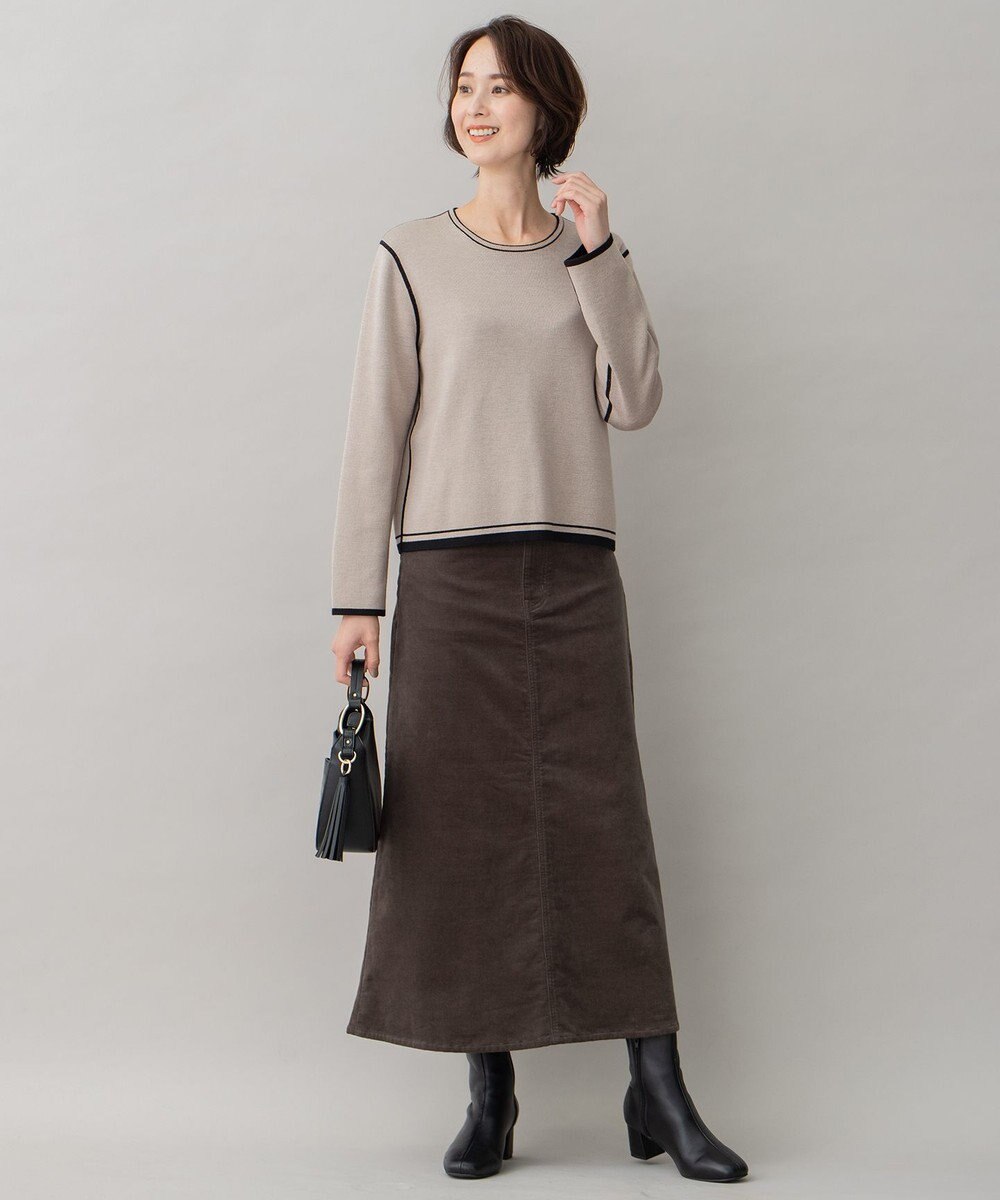 自由区 【洗える】リブレスコール ロングスカート 