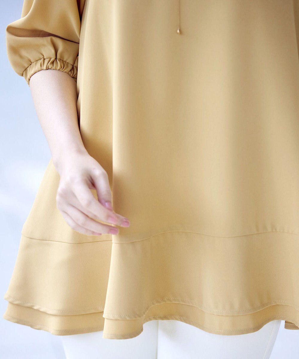 Tiaclasse 【洗える】裾フリルパフ袖チュニック 