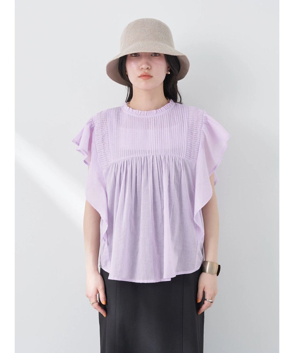 earth music&ecology コットンボイルフリルブラウス 