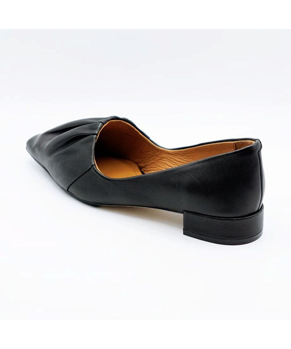 APOM 本革ソフトプリーツフラットパンプス20 