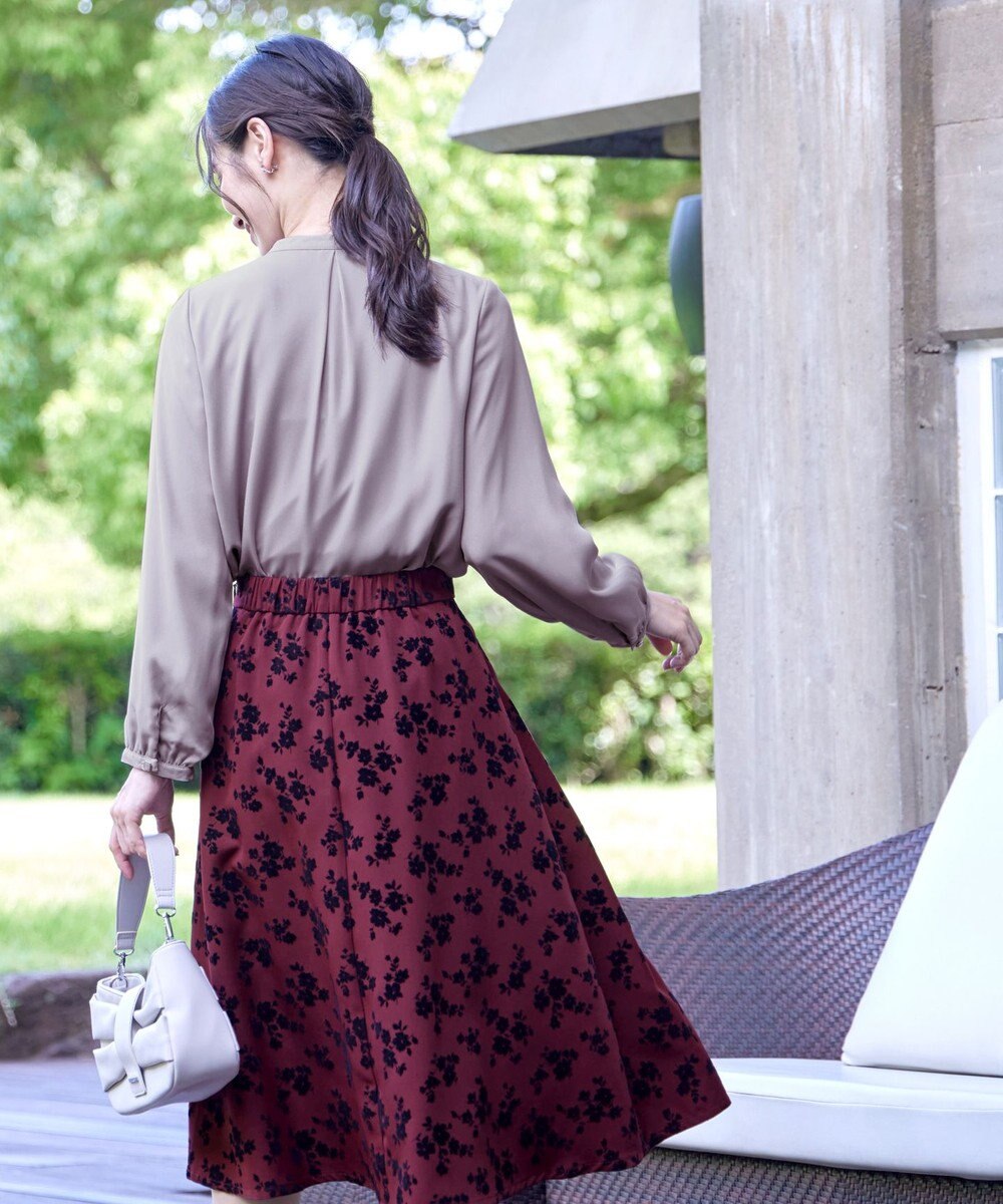 Tiaclasse L 【洗える】【スマート裏起毛】ジョーゼットフリルブラウス 