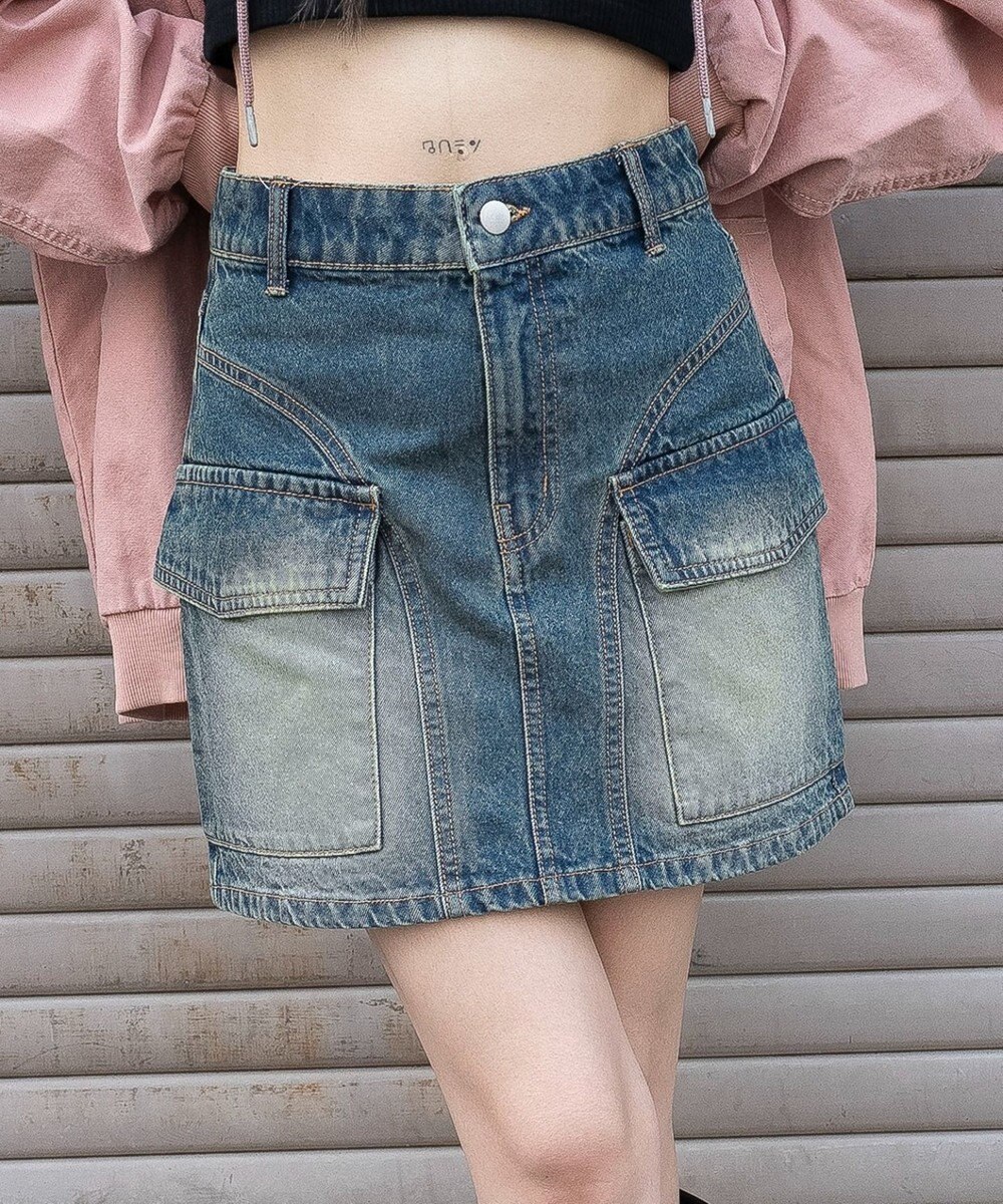 WEGO ヴィンテージウォッシュカーゴミニスカート 
