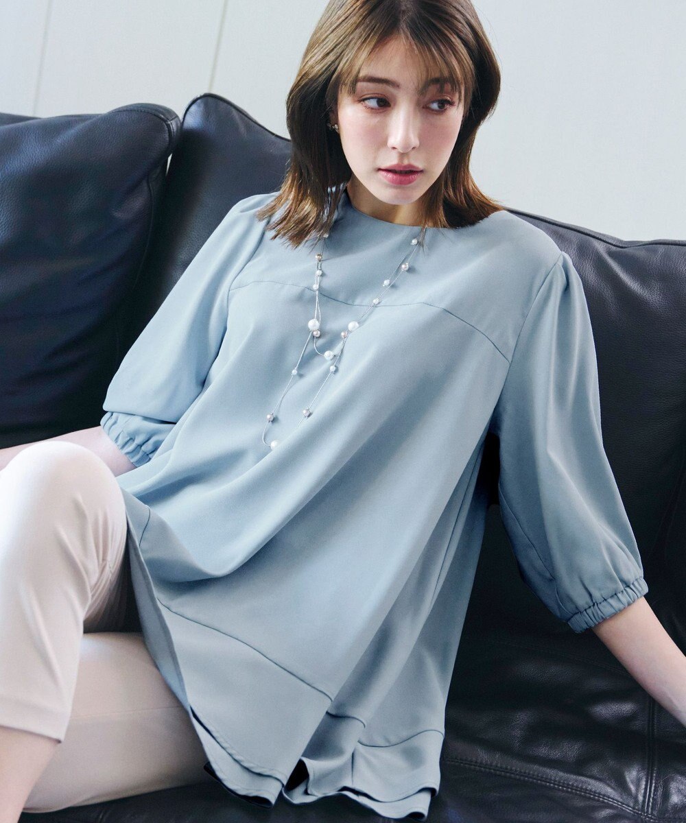 Tiaclasse 【洗える】裾フリルパフ袖チュニック 