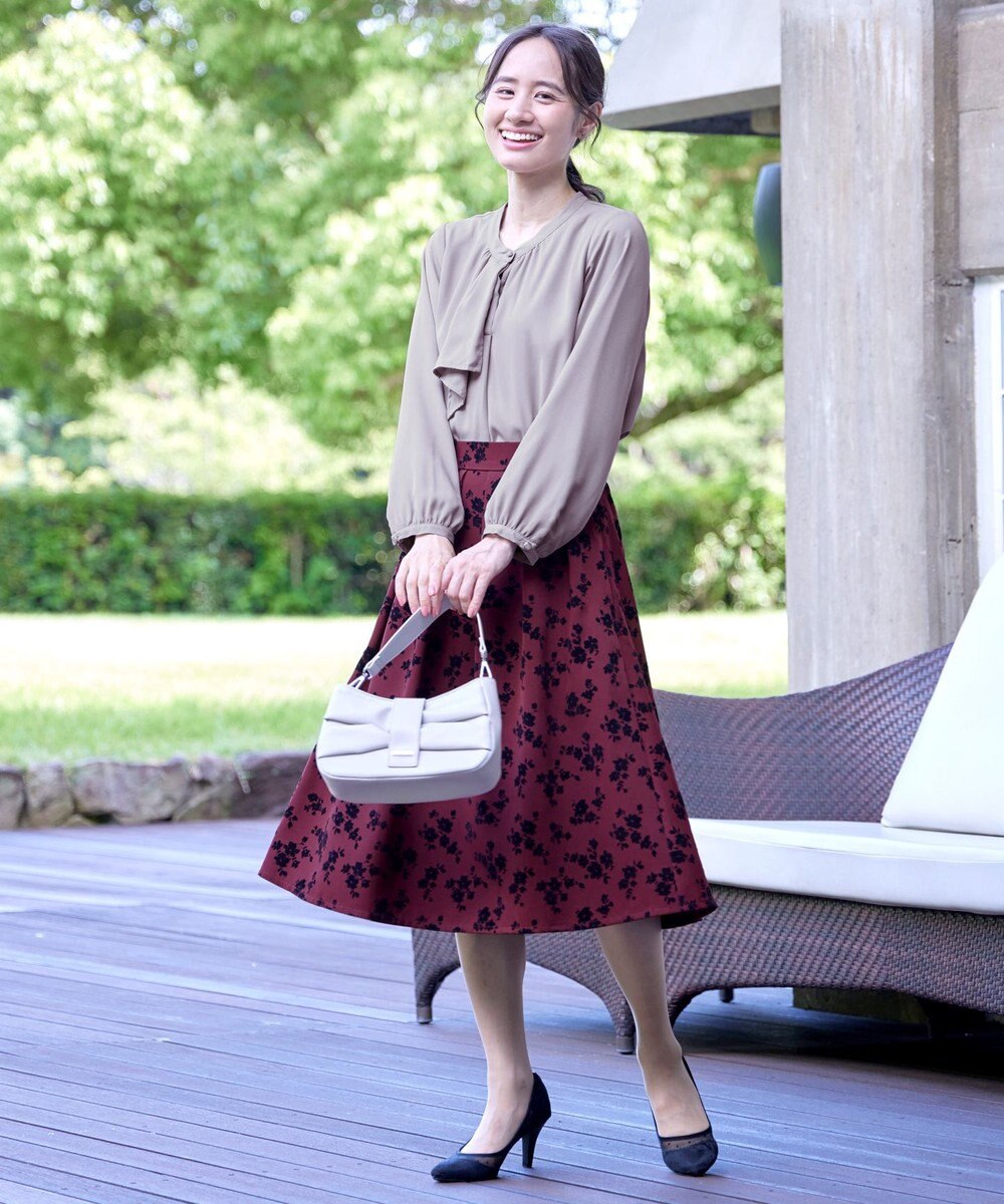 Tiaclasse L 【洗える】【スマート裏起毛】ジョーゼットフリルブラウス 