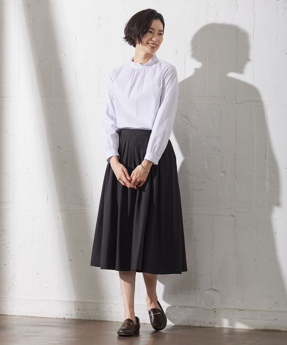 J.PRESS LADIES 【洗える】ソフトブロード ランダムタック スカート 