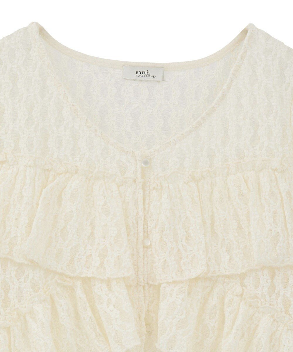 earth music&ecology レースフリルメローカーディガン 