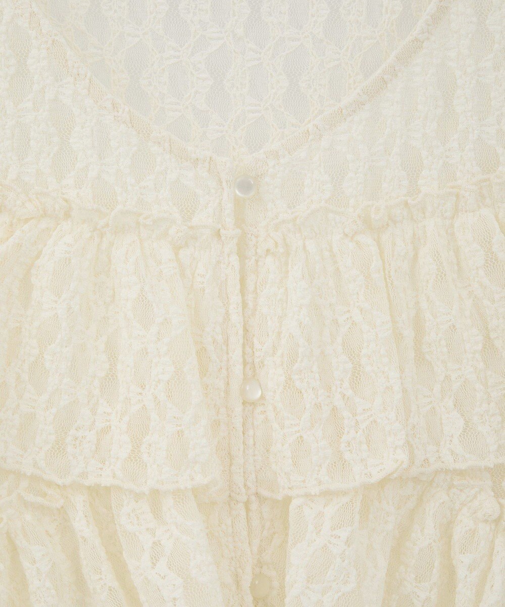 earth music&ecology レースフリルメローカーディガン 