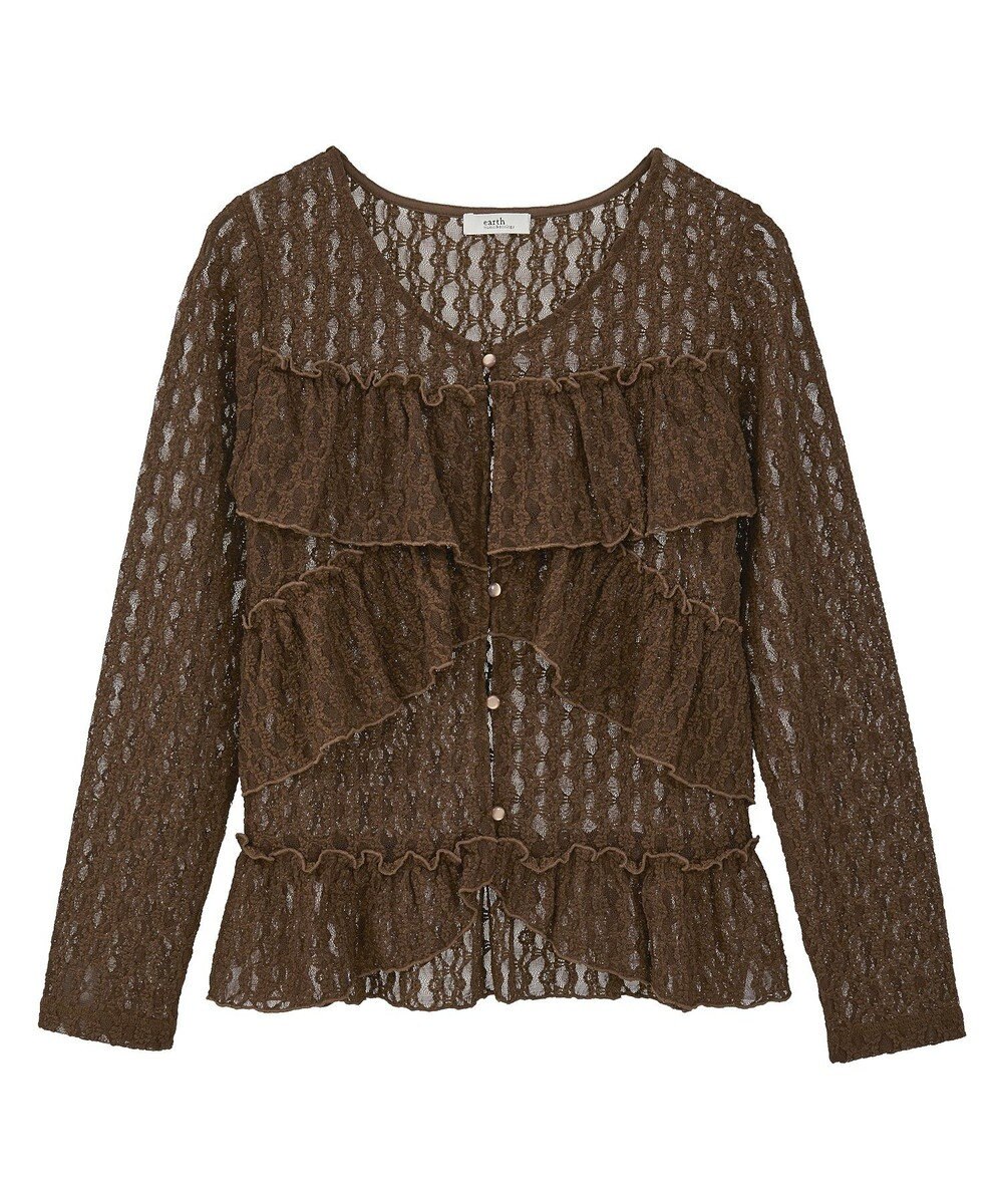 earth music&ecology レースフリルメローカーディガン 
