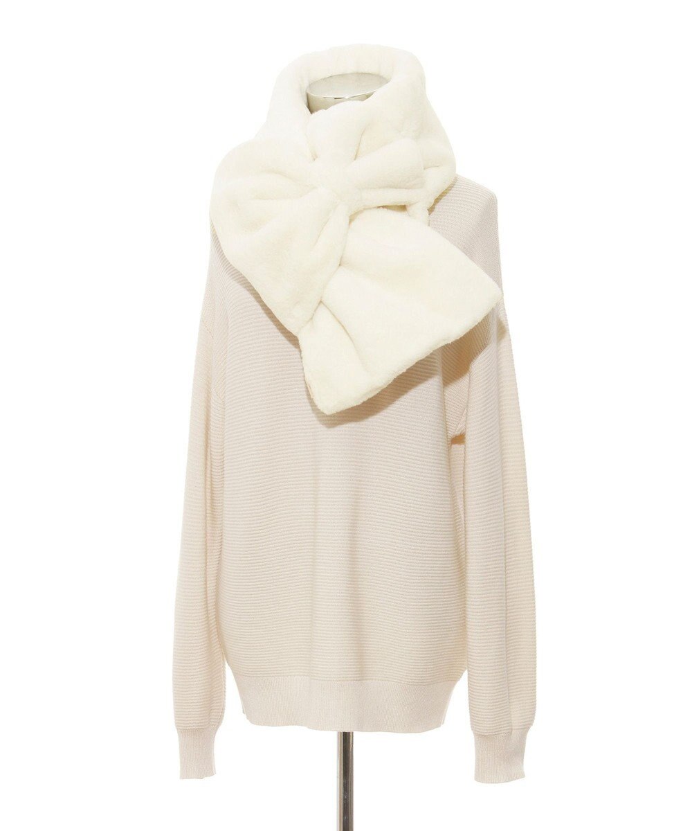 MOONBAT 【WEB限定ラッピング袋付】PAUL & JOE ACCESSOIRES フェイクファービッグリボンマフラー 