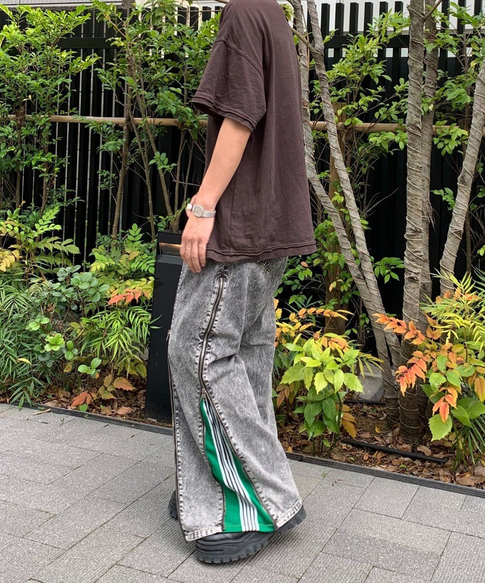 WEGO 【ユニセックス着用ITEM】ジャージドッキングZIPデニムパンツ 