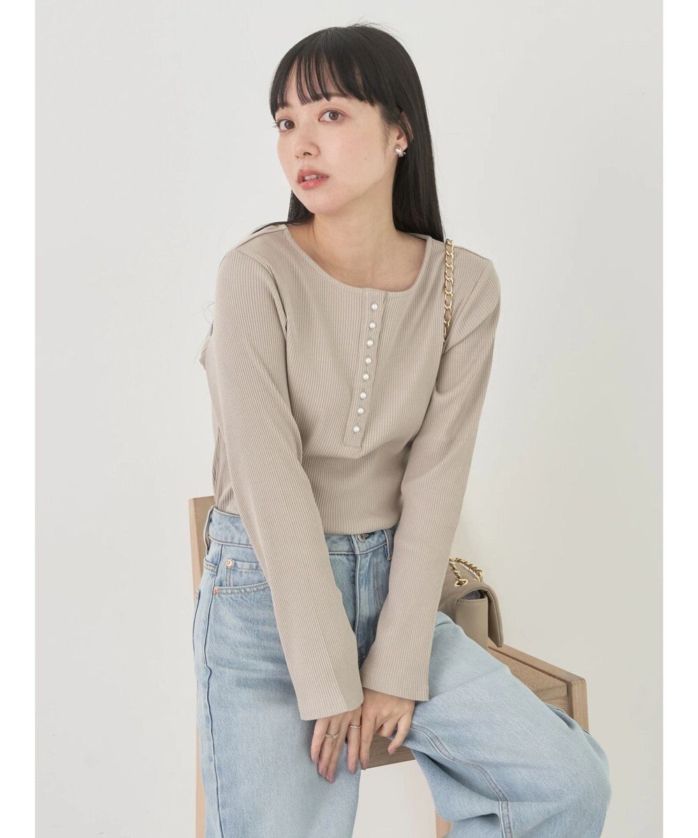 earth music&ecology パールヘンリーリブプルオーバー 