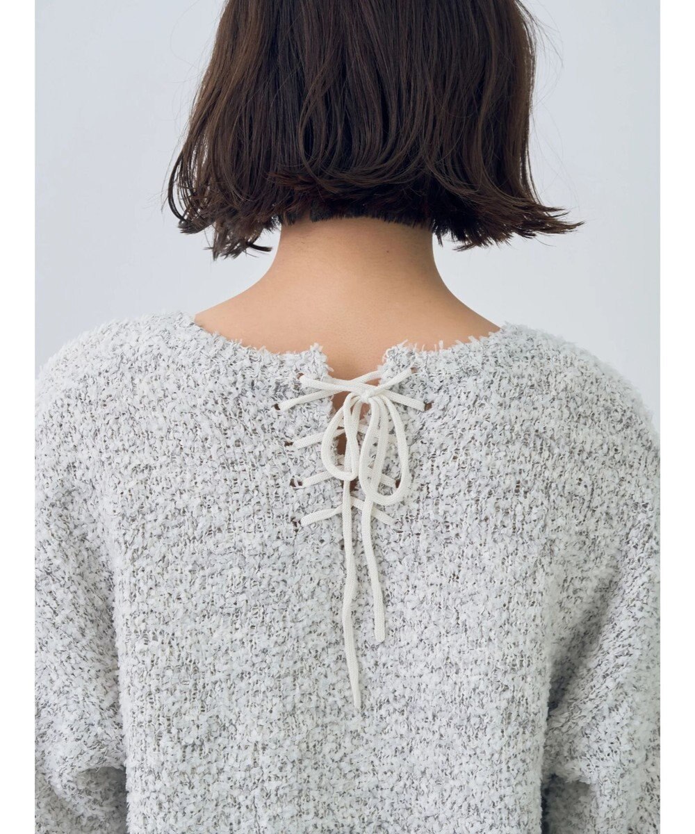 YECCA VECCA レースアップリボンヤーンニット 