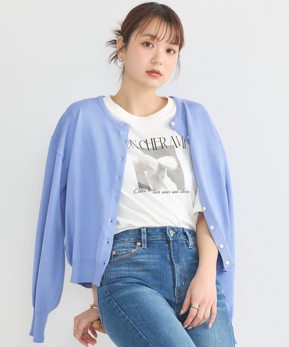 earth music&ecology ＵＶカット加工クルーネックニットカーディガン 