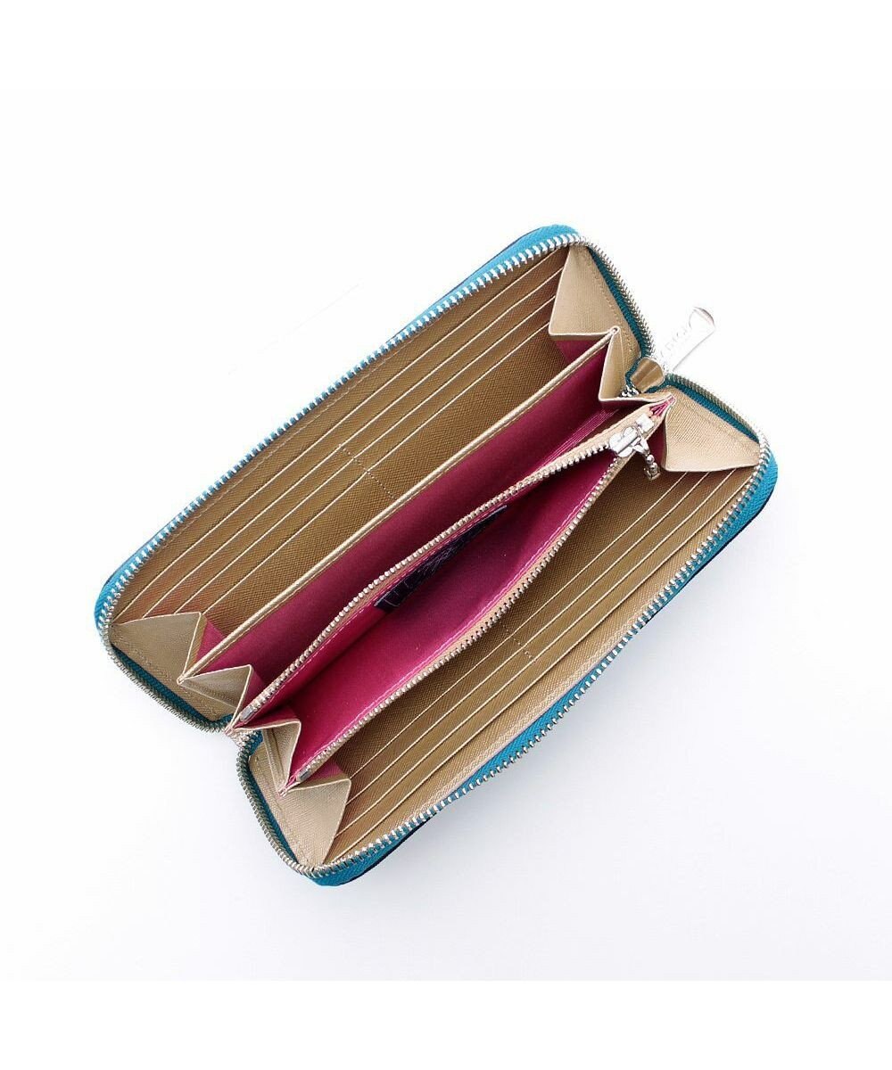 A.D.M.J. 牛革クロコ型押し ラウンドファスナーウォレット 