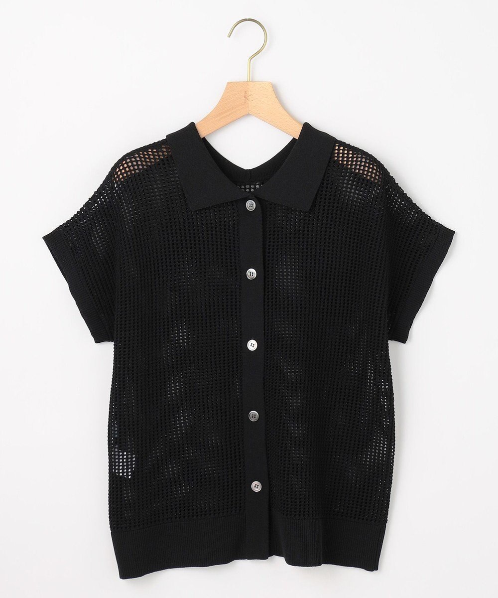 組曲 L 【先行予約・WEB限定・前後着用可】メッシュニット 襟付き半袖カーディガン 