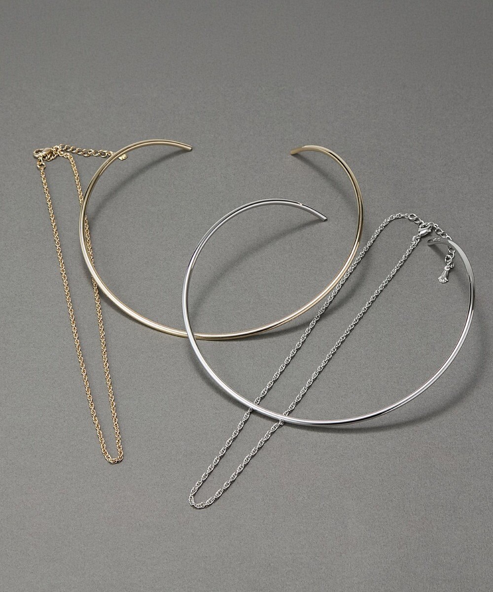 Phoebe <2点セット>【金属アレルギー対応】2setレイヤードチョーカーロープネックレス　シルバー 