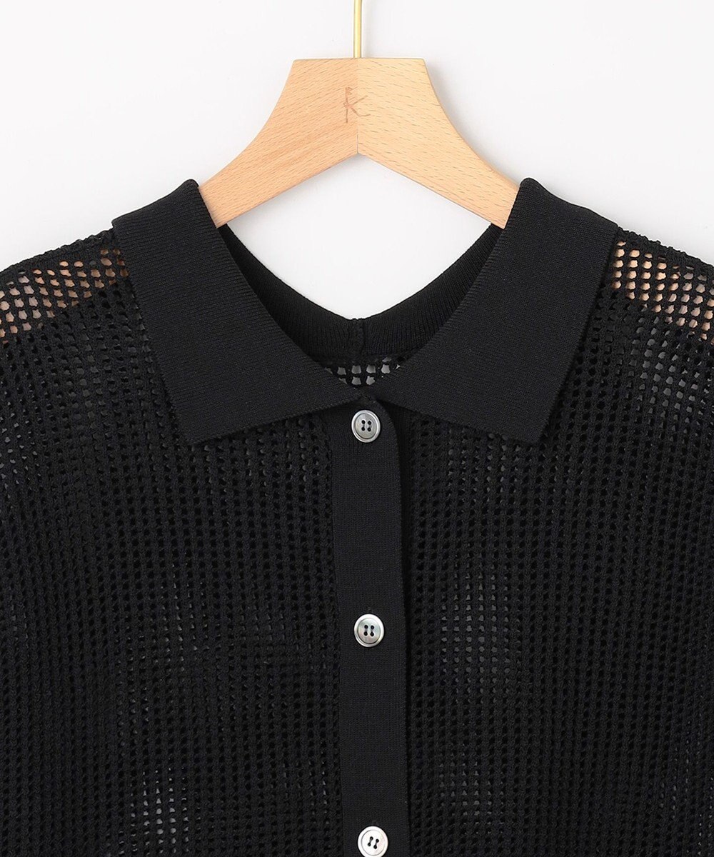 組曲 L 【先行予約・WEB限定・前後着用可】メッシュニット 襟付き半袖カーディガン 