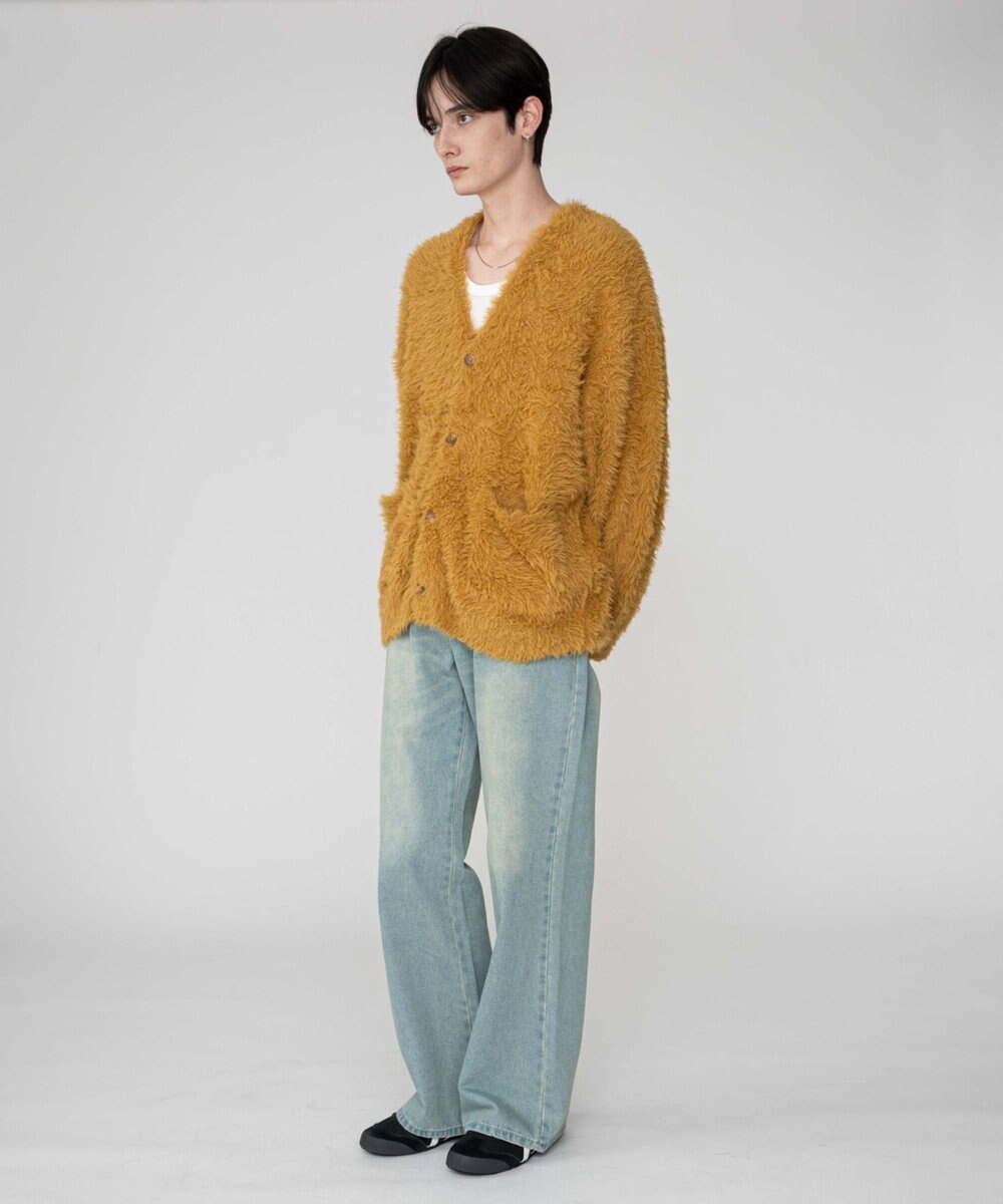 WEGO 【2025秋冬新作/ユニセックス着用ITEM/SMLサイズ展開】フェザーニットカーディガン 