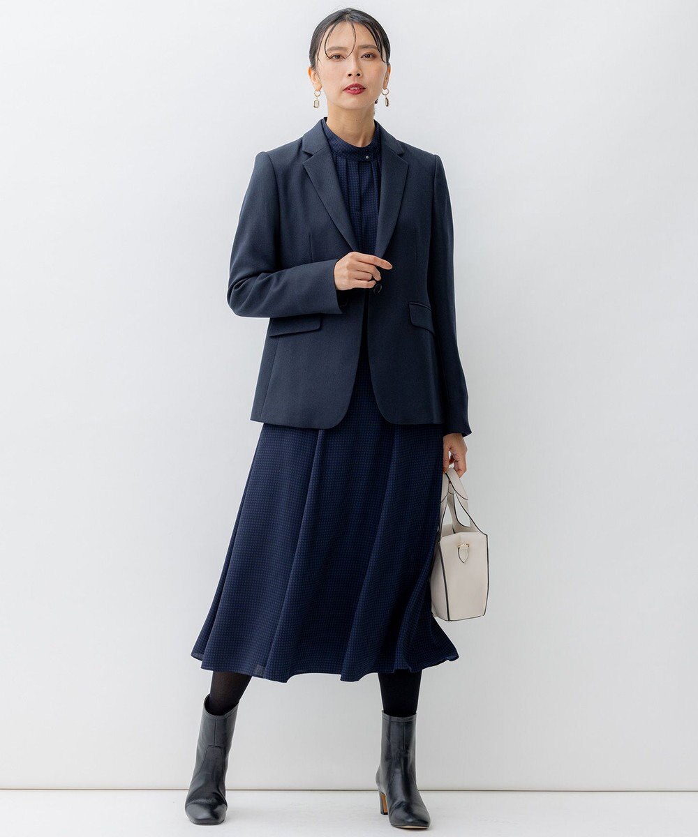 23区 【洗える】バックサテンアムンゼン千鳥プリント スカート 