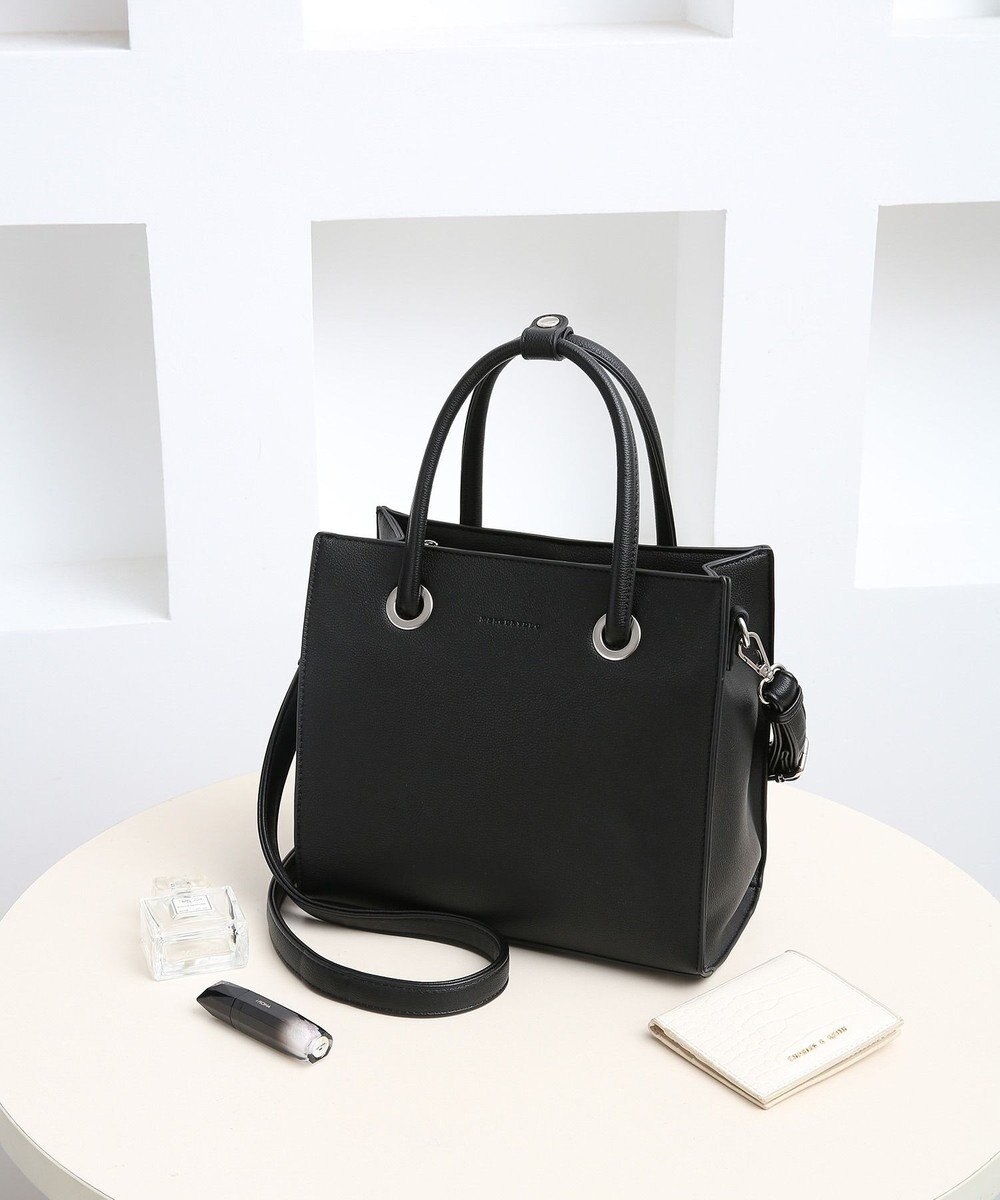 style code  【MERCURYDUO/マーキュリーデュオ】メタルアイレット　両アオリポケット　スクエアハンドバッグ 