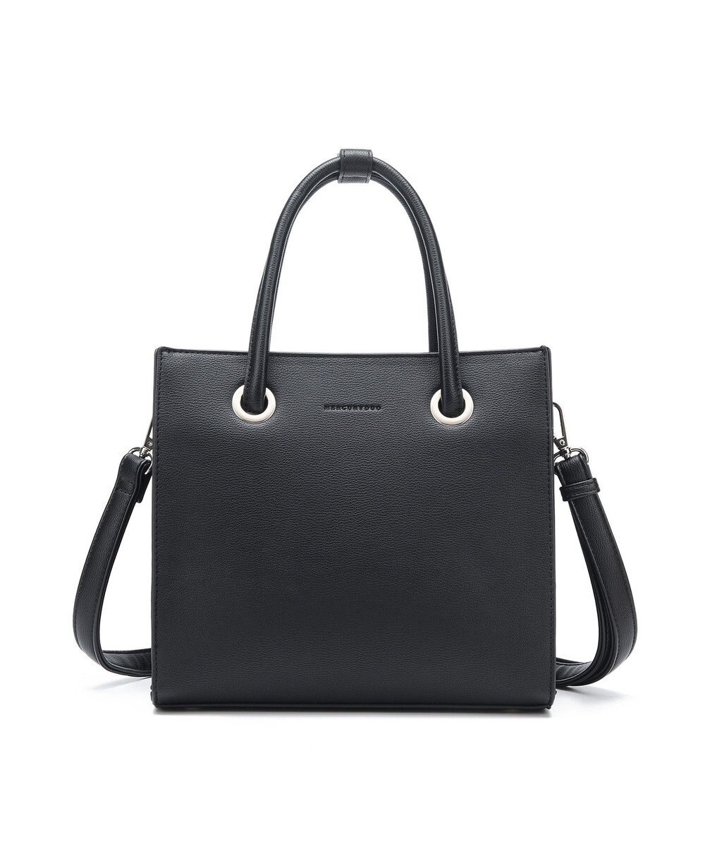 style code  【MERCURYDUO/マーキュリーデュオ】メタルアイレット　両アオリポケット　スクエアハンドバッグ 