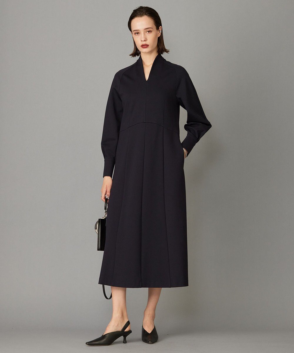 ICB L 【洗える】 レーヨンストレッチポンチ フレアワンピース 