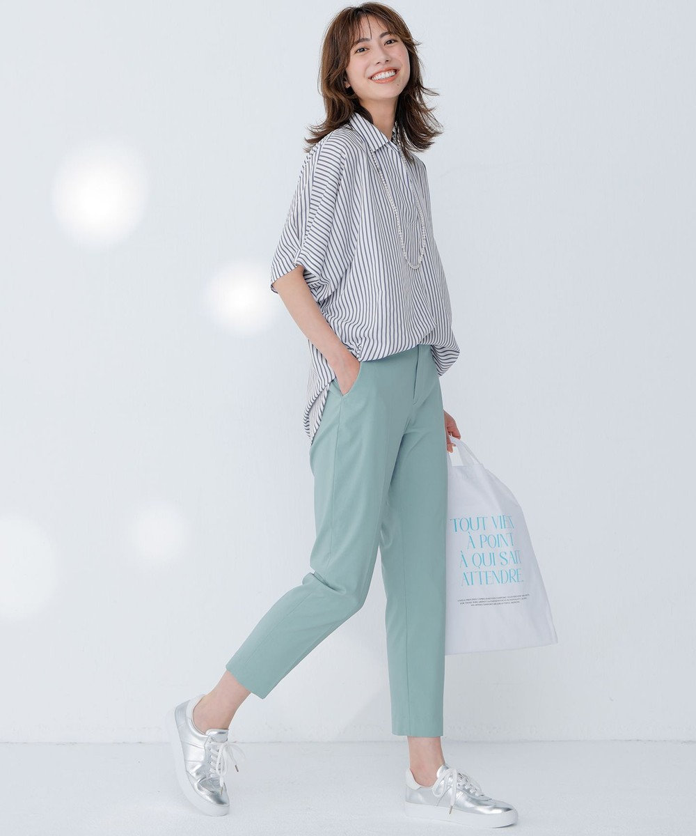 ANY SIS 【ストレッチ・接触冷感・撥水・UVカット・洗える】エアリーストレッチ テーパードパンツ 