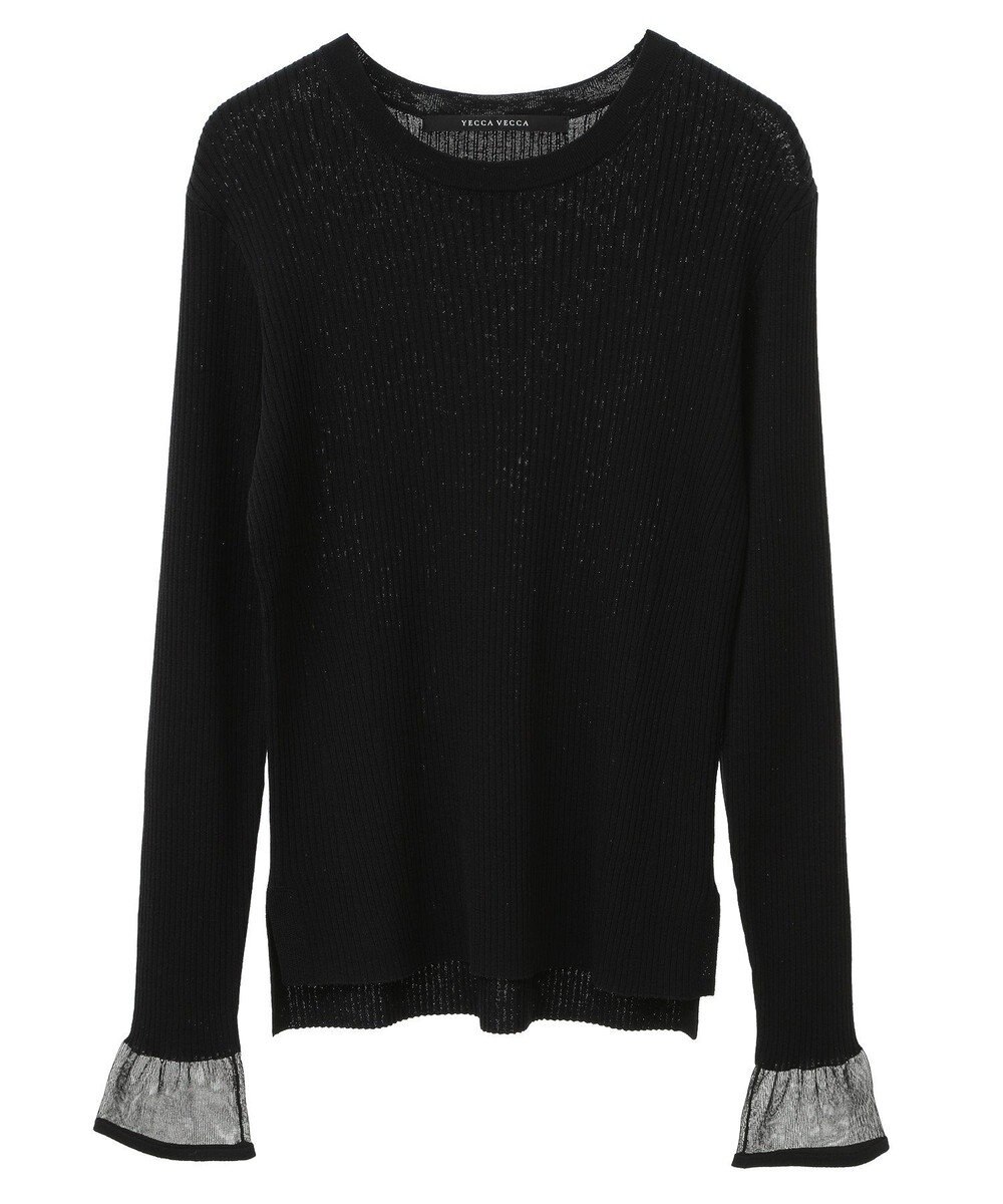 YECCA VECCA 袖口シアーリブニット 