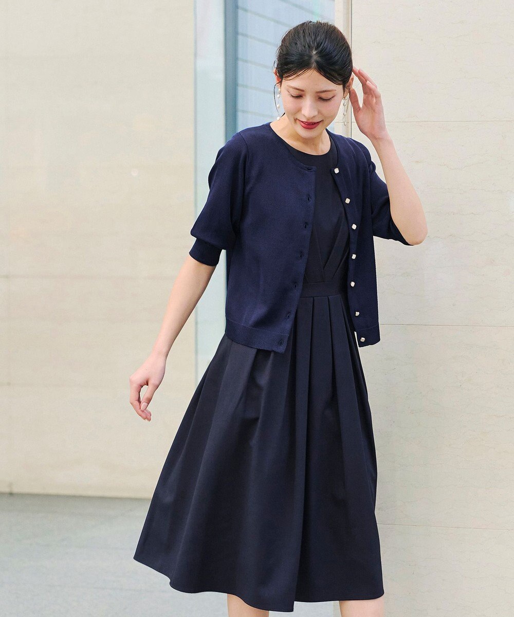 Tiaclasse  【洗える】ハーフスリーブサマーニットカーディガン 