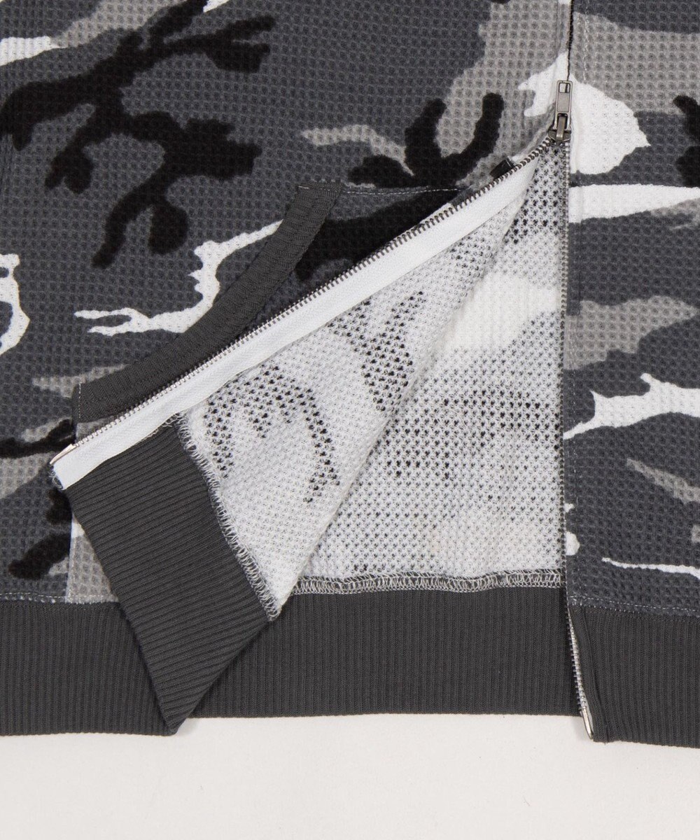 WEGO 【ユニセックス着用ITEM】ワッフルグラフィックカットZIPパーカー 