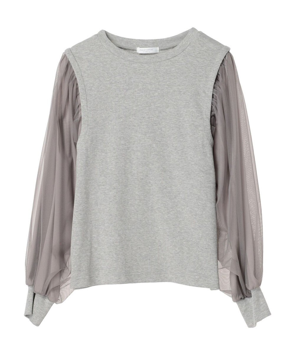 Green Parks 袖チュールドッキングリブプルオーバー 