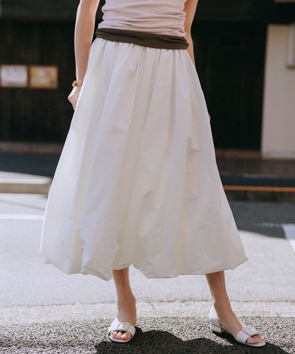 #Newans 〈笹川友里さんコラボ〉タフタボリュームバルーンスカート ホワイト
