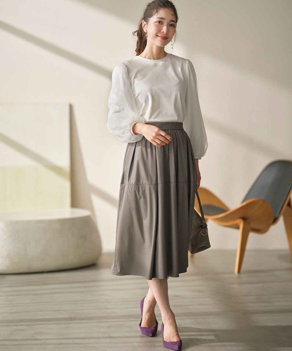 組曲 L ミニ裏毛チュールスリーブ カットソー 