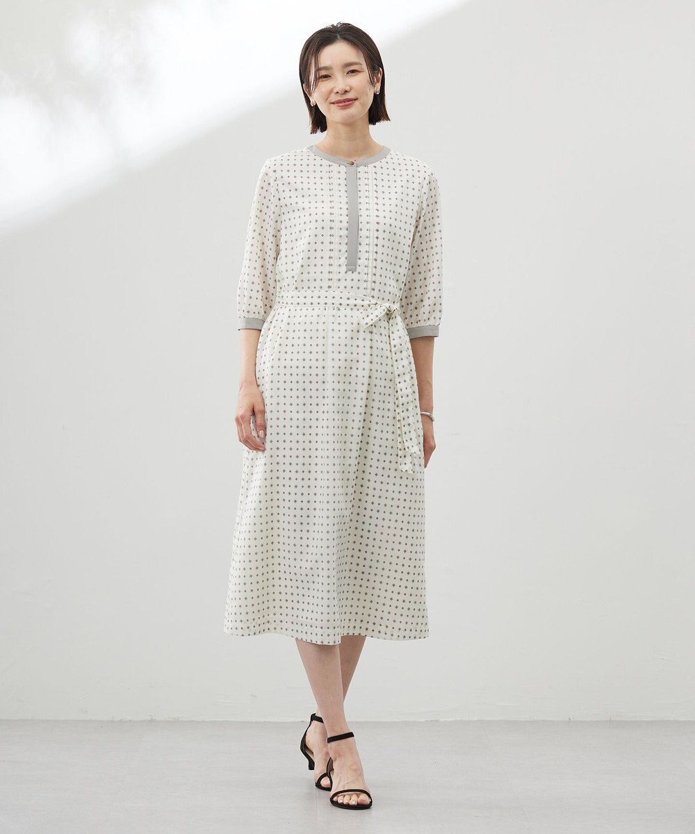 J.PRESS LADIES S 【洗える】ジオメトリックプリント ワンピース 