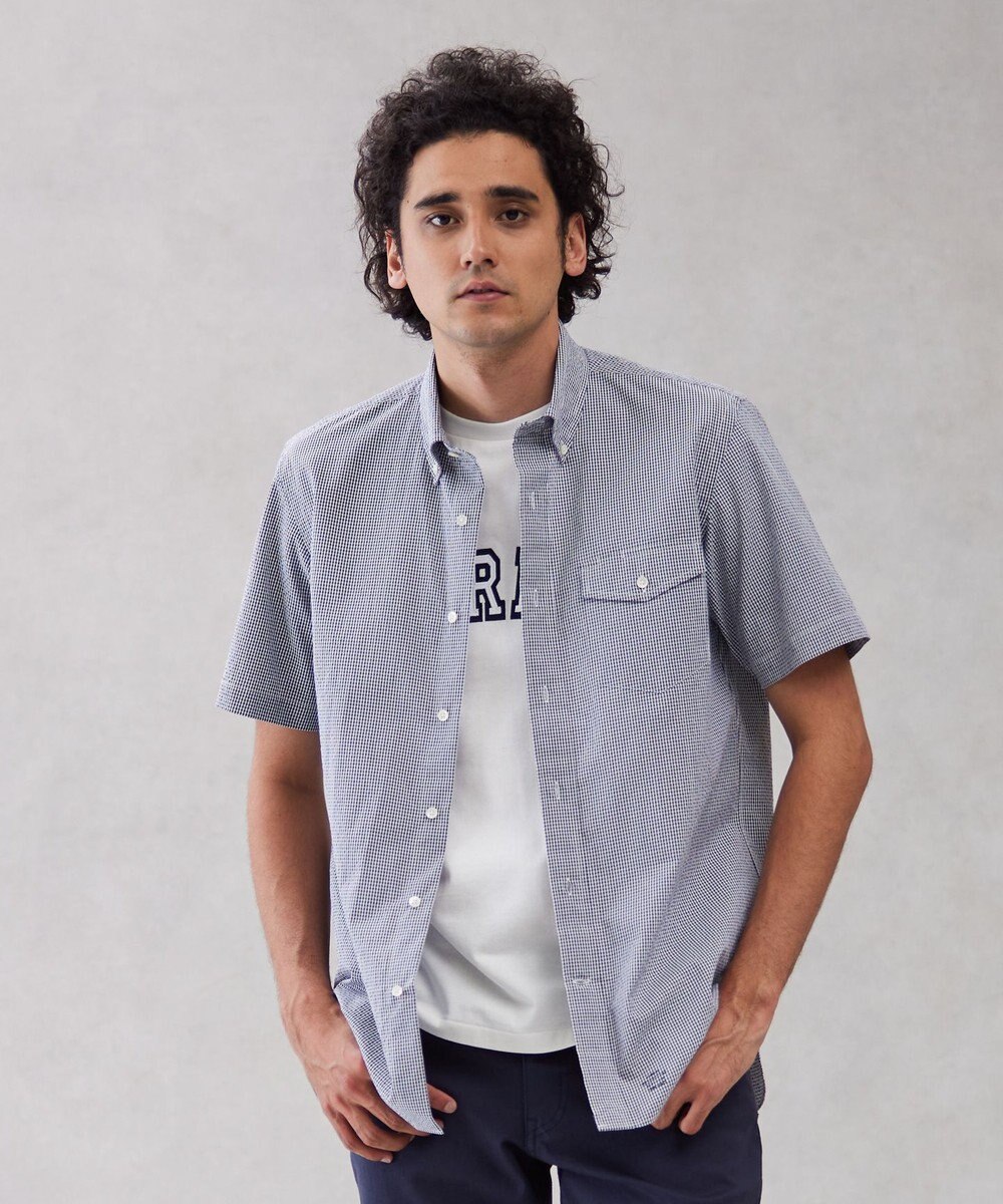 J.PRESS MEN 【クールマックス】サッカーストライプ／マイクロギンガムチェック シャツ/B.D 