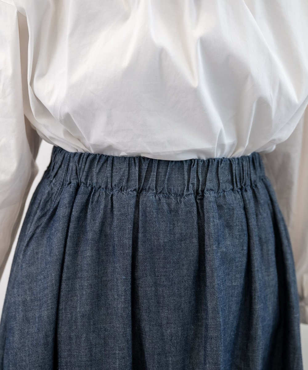 caqu gather skirt ゆったりシルエットデニムスカート 