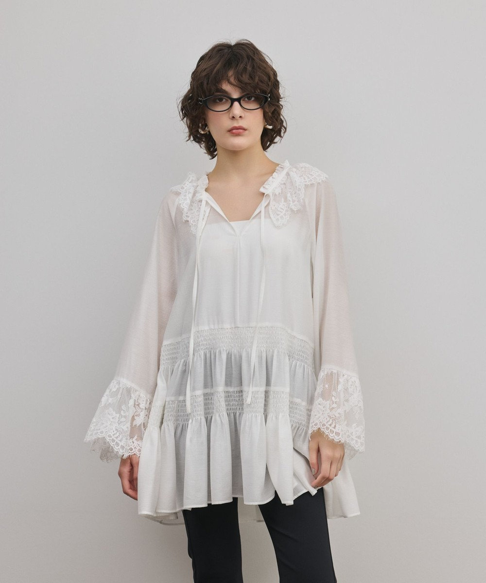 GRACE CONTINENTAL レースカラーチュニックブラウス 