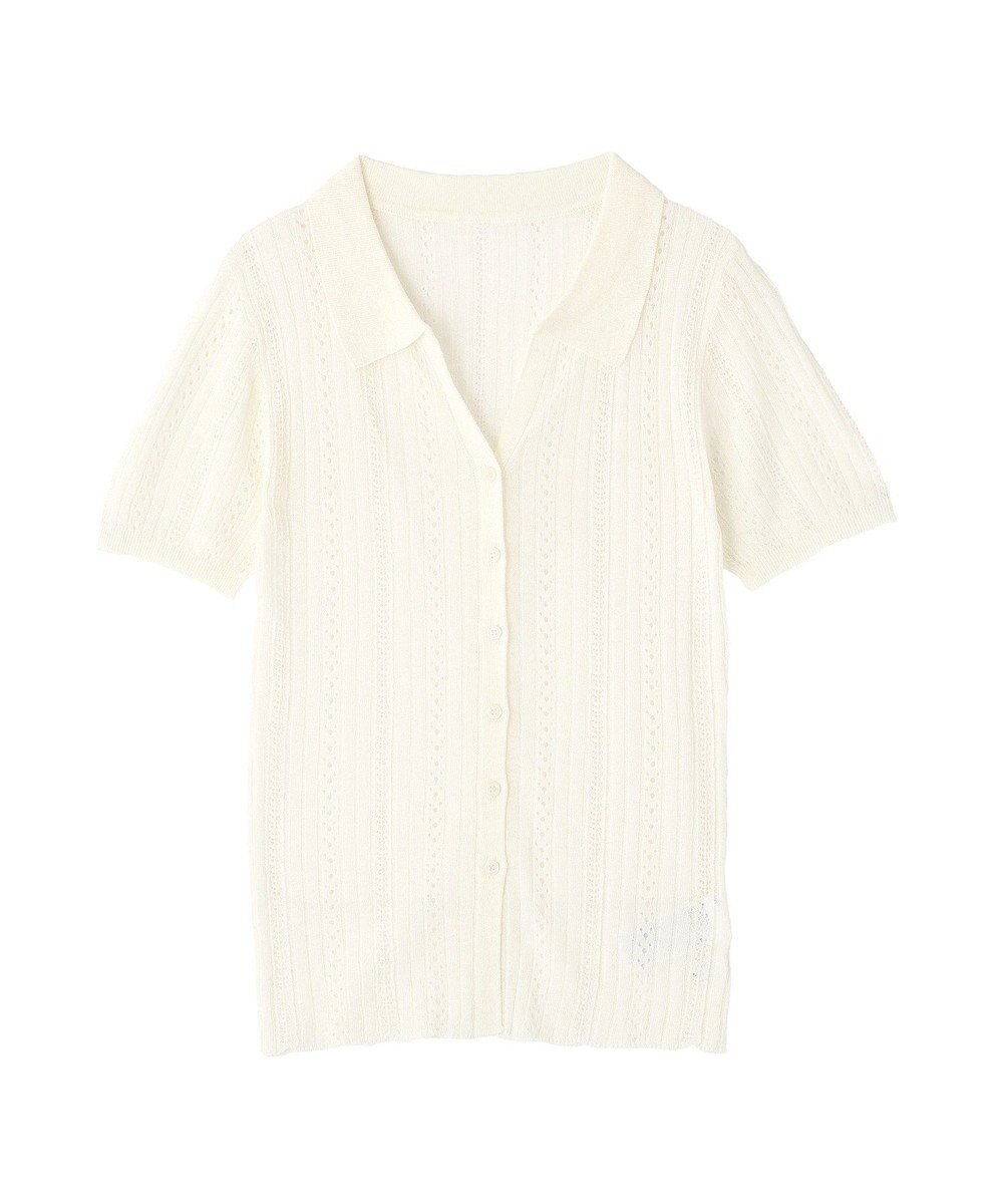 CRAFT STANDARD BOUTIQUE レースニット衿付き半袖カーディガン 