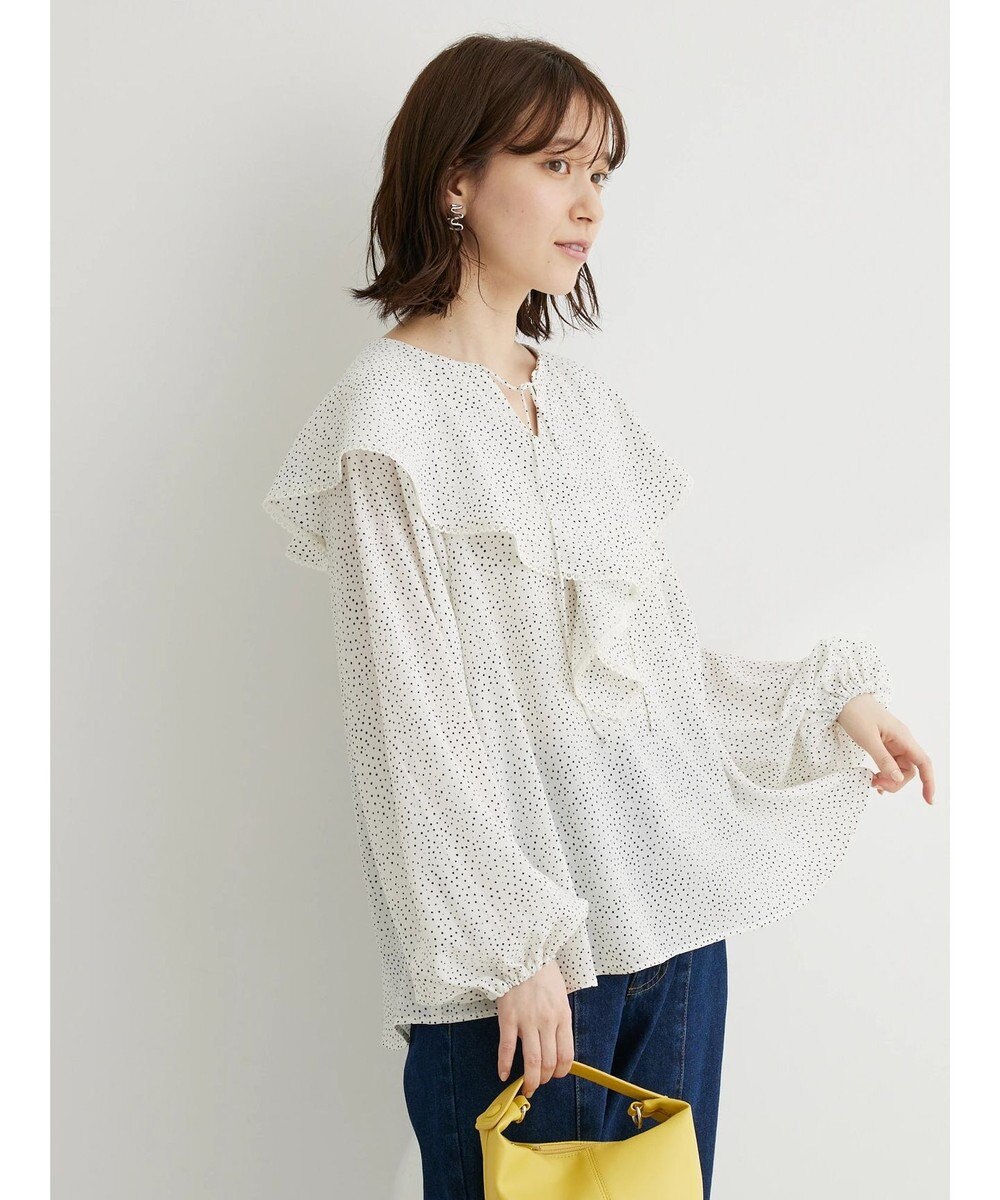 Green Parks 柄アソートラッフル衿ブラウス 