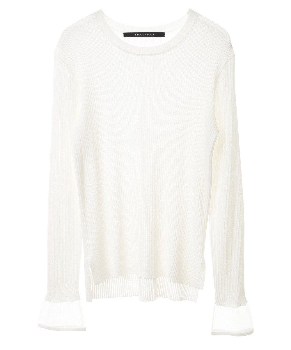 YECCA VECCA 袖口シアーリブニット 