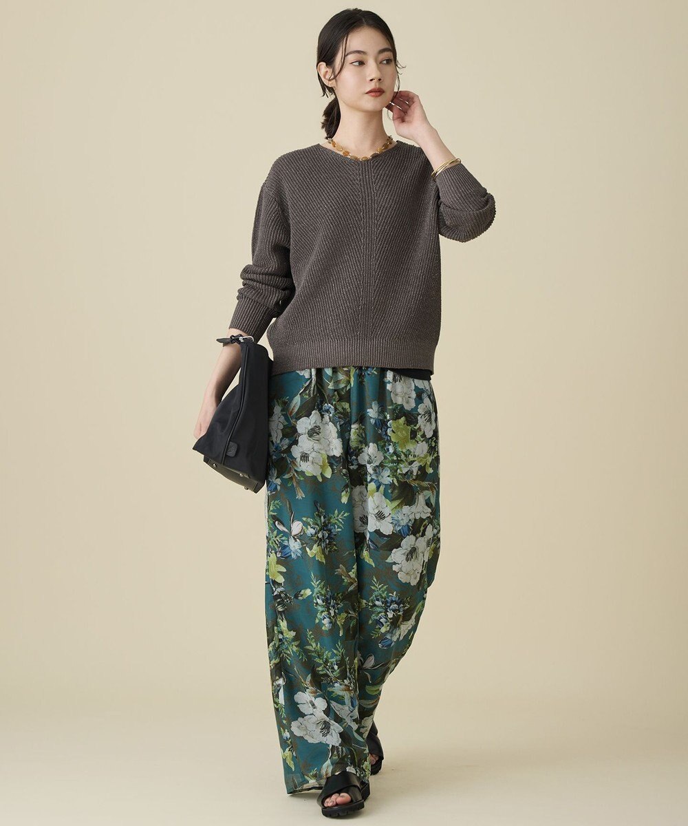 自由区 ボタニカルプリントドロスト パンツ 