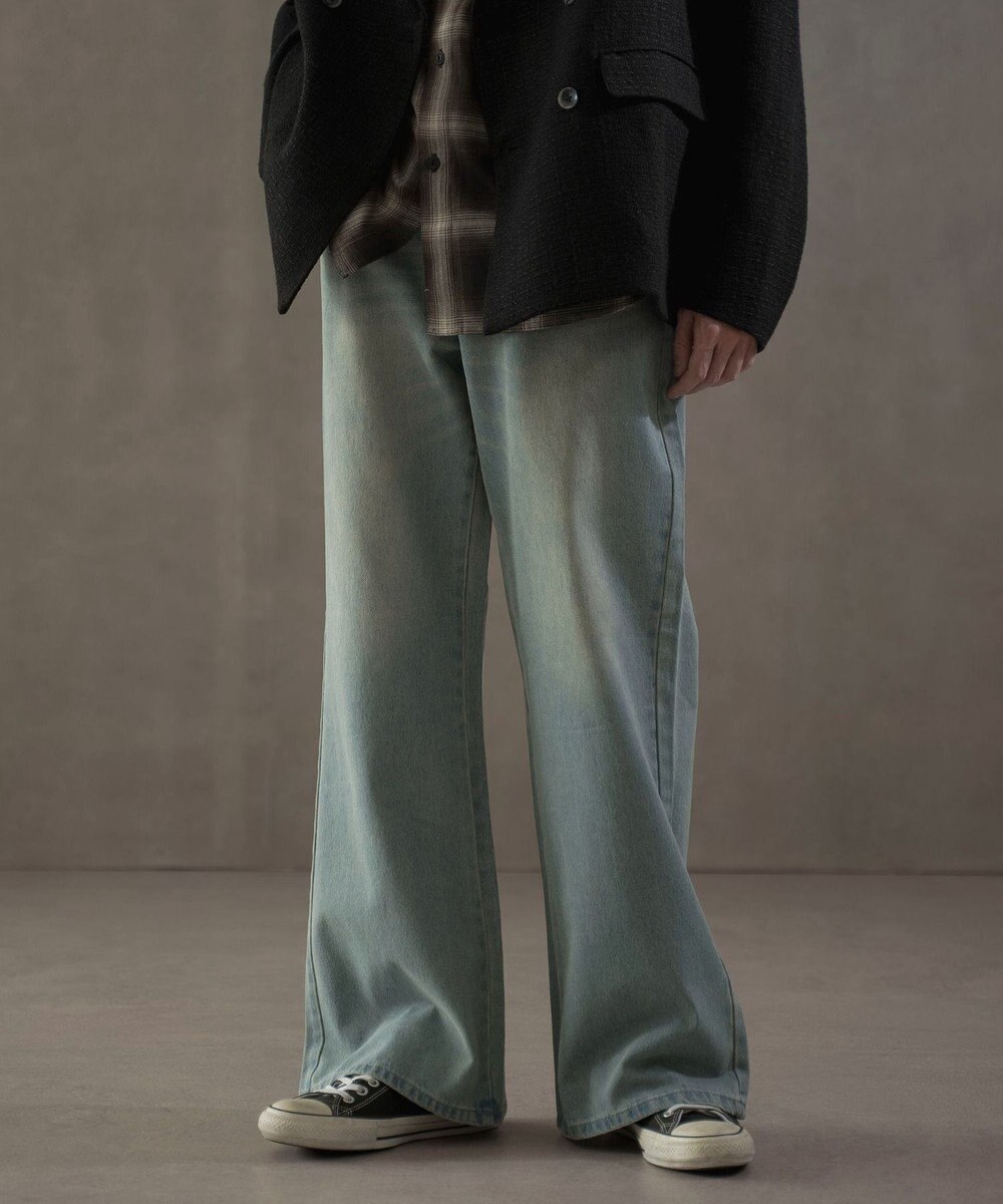 WEGO ボタンフライローライズフレアデニム 