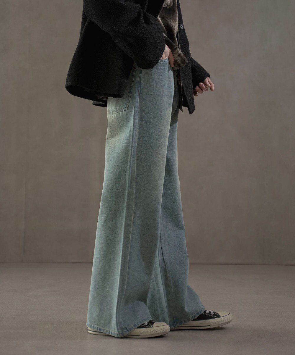 WEGO ボタンフライローライズフレアデニム 