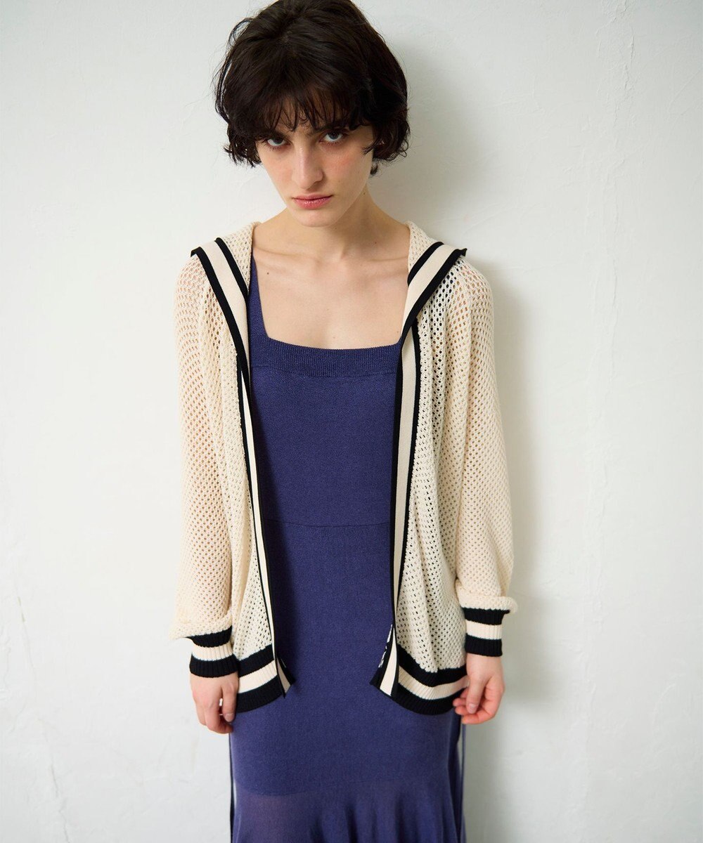 GRACE CONTINENTAL メッシュラインニットフーディ 