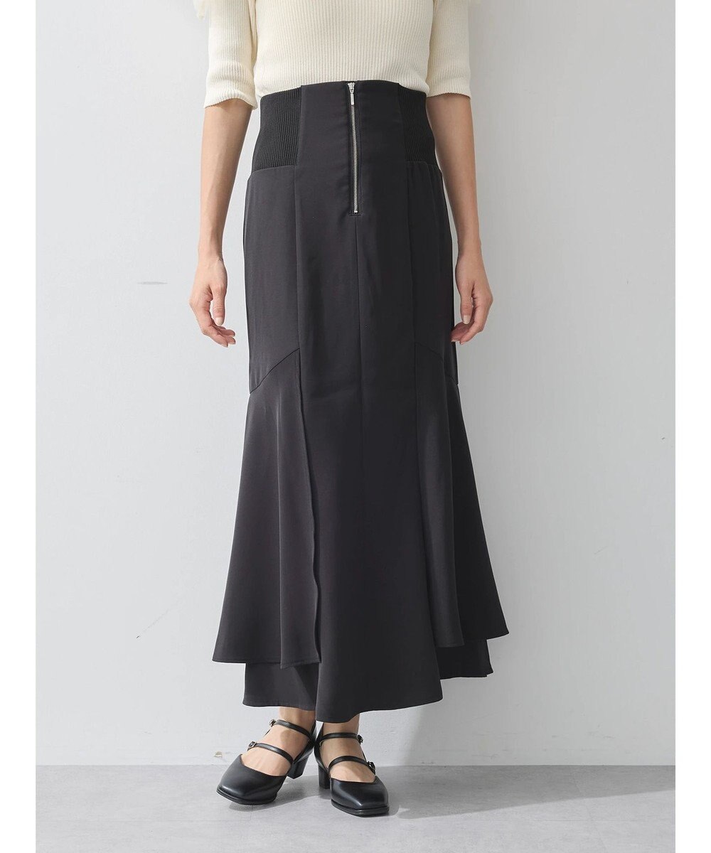 earth music&ecology サイドリブ切替バックレースアップスカート 