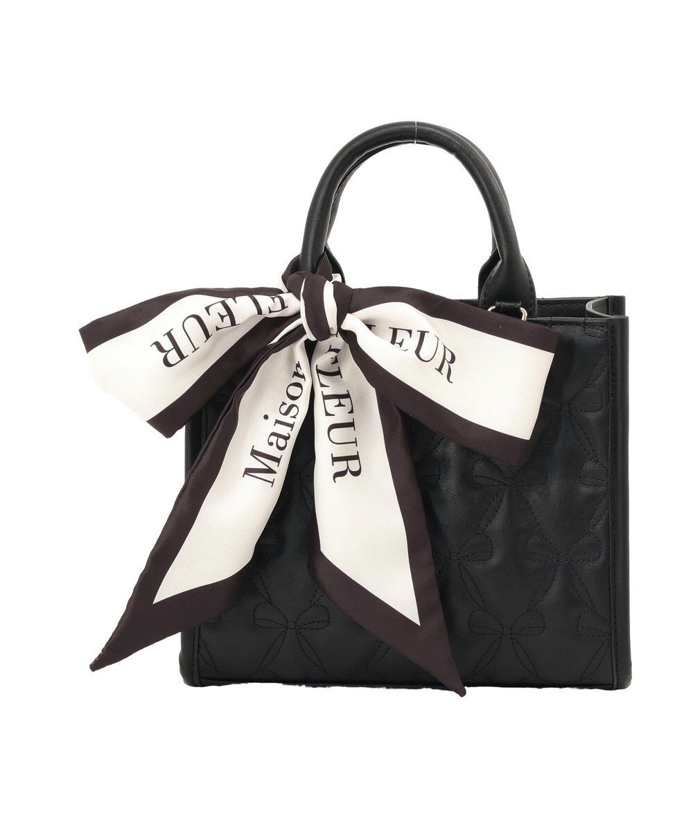 Maison de FLEUR スカーフ付きリボンキルティング2Wayスクエアトート 