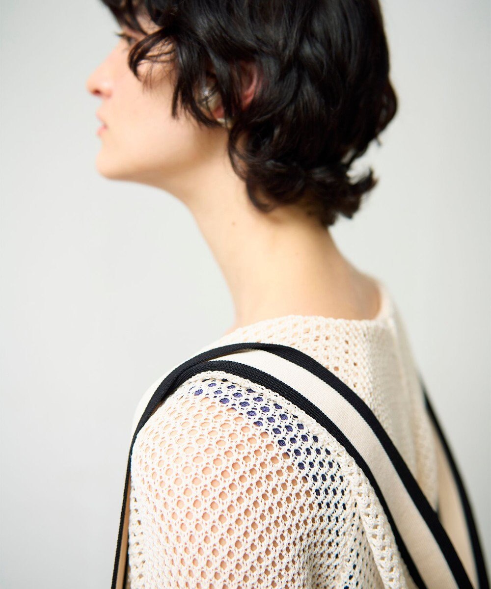 GRACE CONTINENTAL メッシュラインニットフーディ 