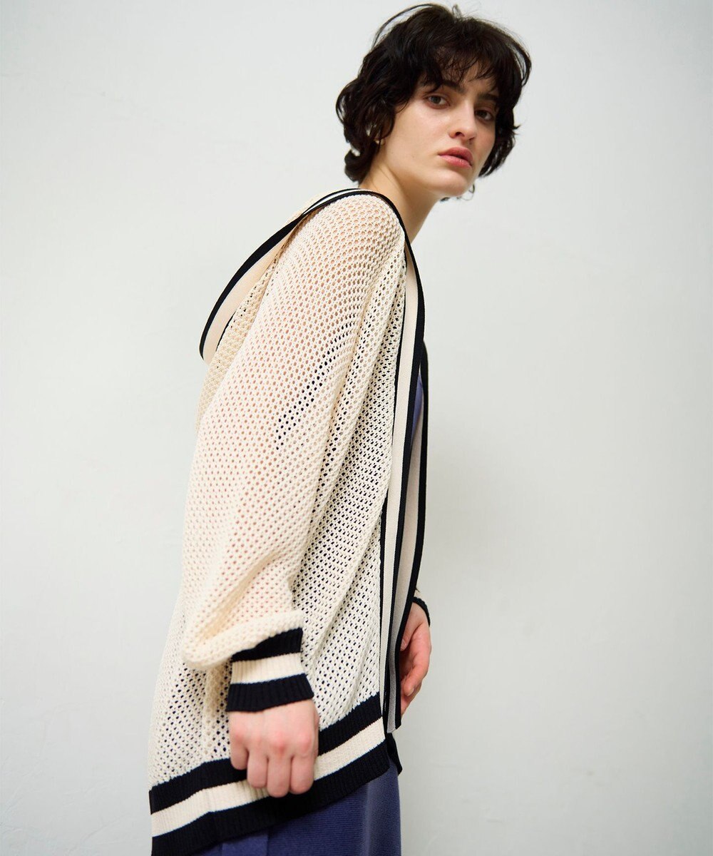 GRACE CONTINENTAL メッシュラインニットフーディ 