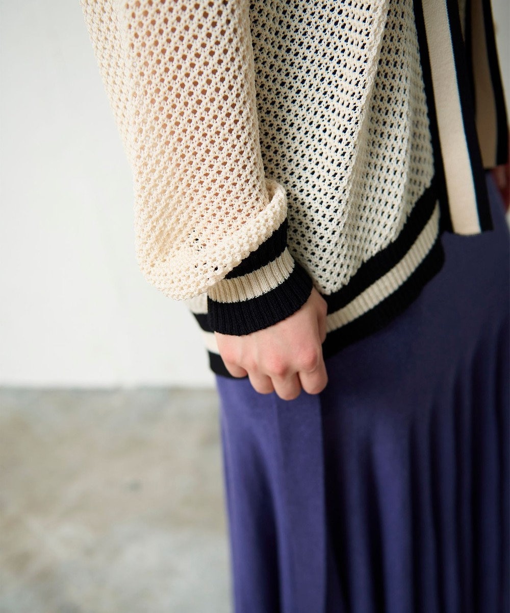 GRACE CONTINENTAL メッシュラインニットフーディ 