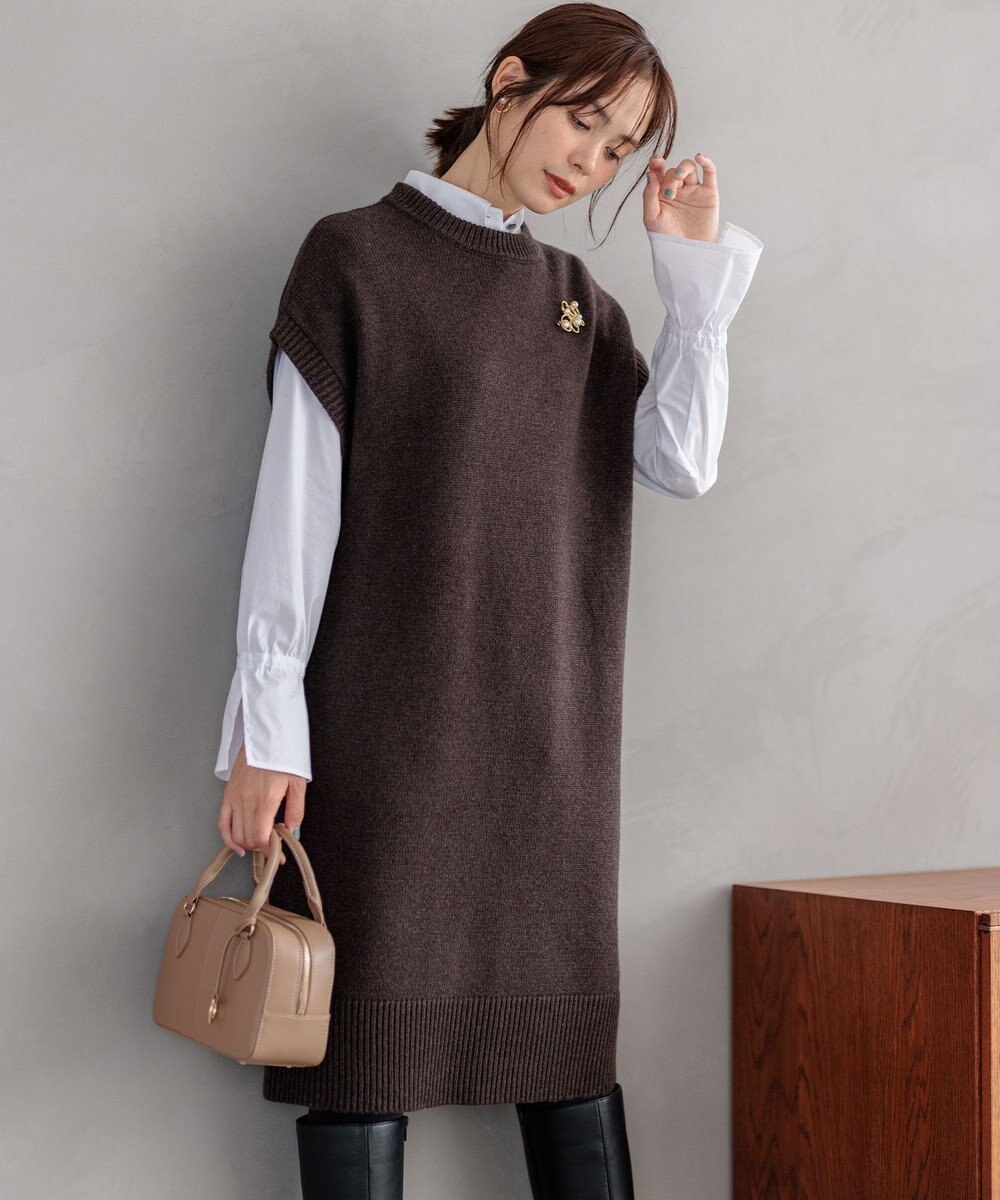 組曲 L 【WEB限定】チュニック丈ニットワンピース 